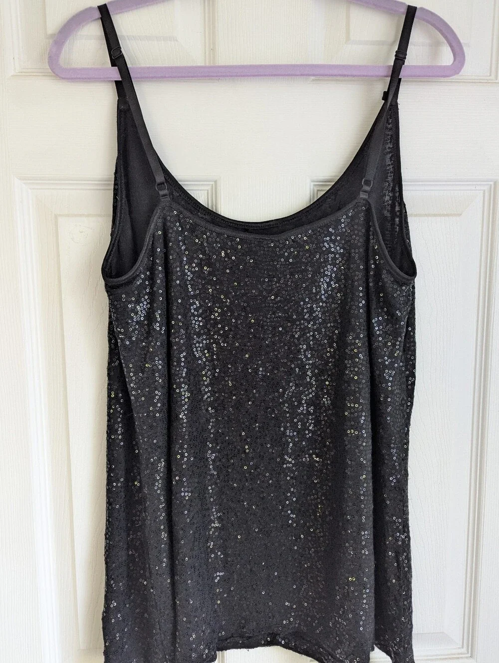 Sequin Cami Top w/adjustable straps -Black Sz Xxl